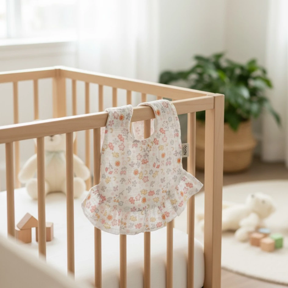 %100 Organik Müslin Önlük / Bebek Mama Önlüğü - Çiçek