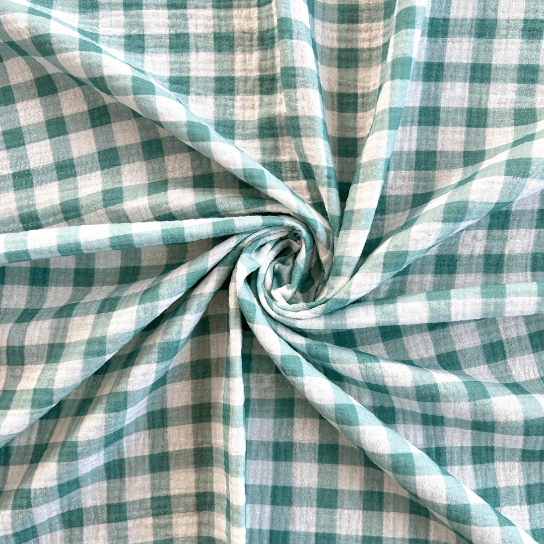 Plaid Pattern Double Layer Cotton Muslin Fabric / DRY 126 
