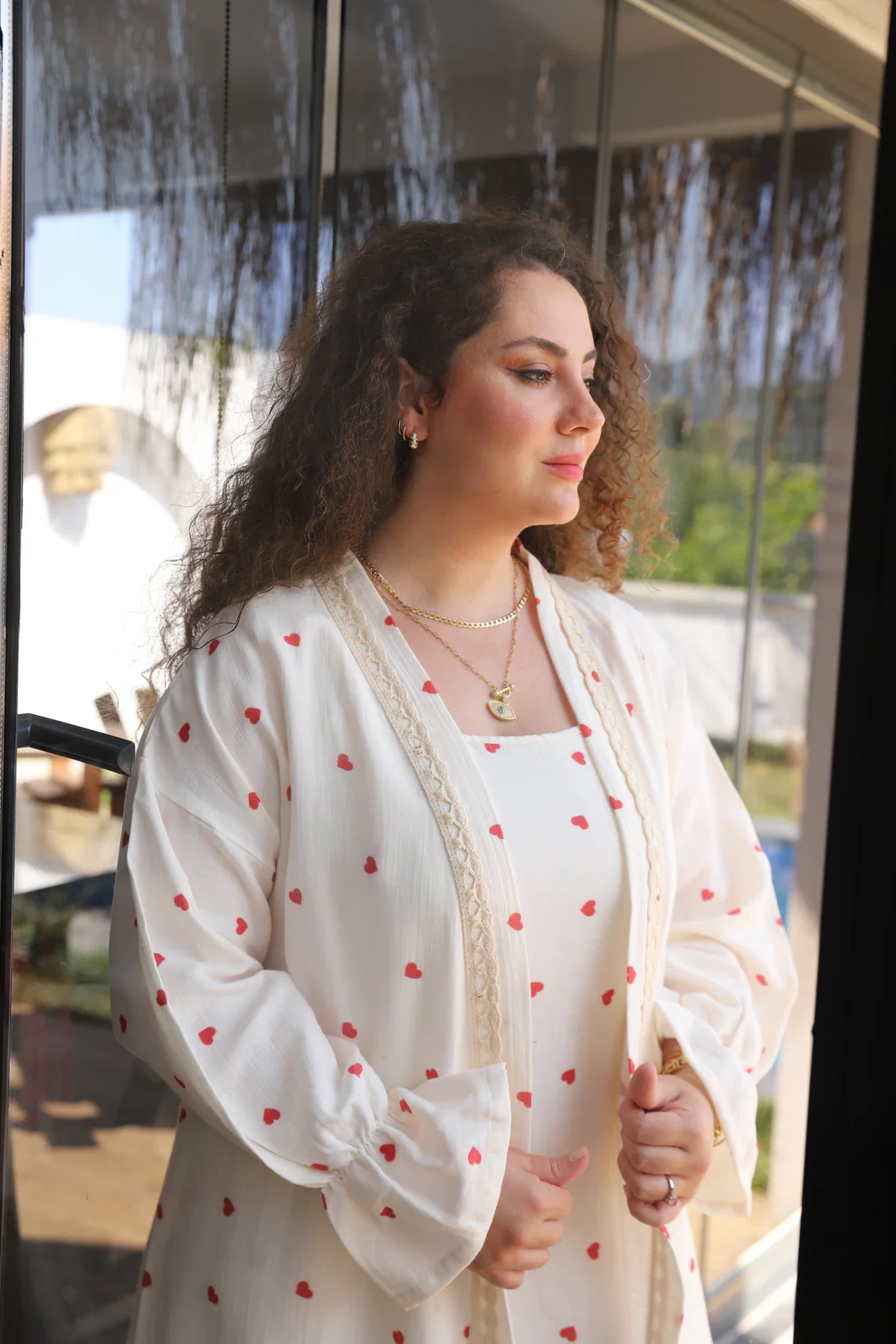 Kalp Desenli Pijama Takımı |  Sabahlık | Kadın Giyim