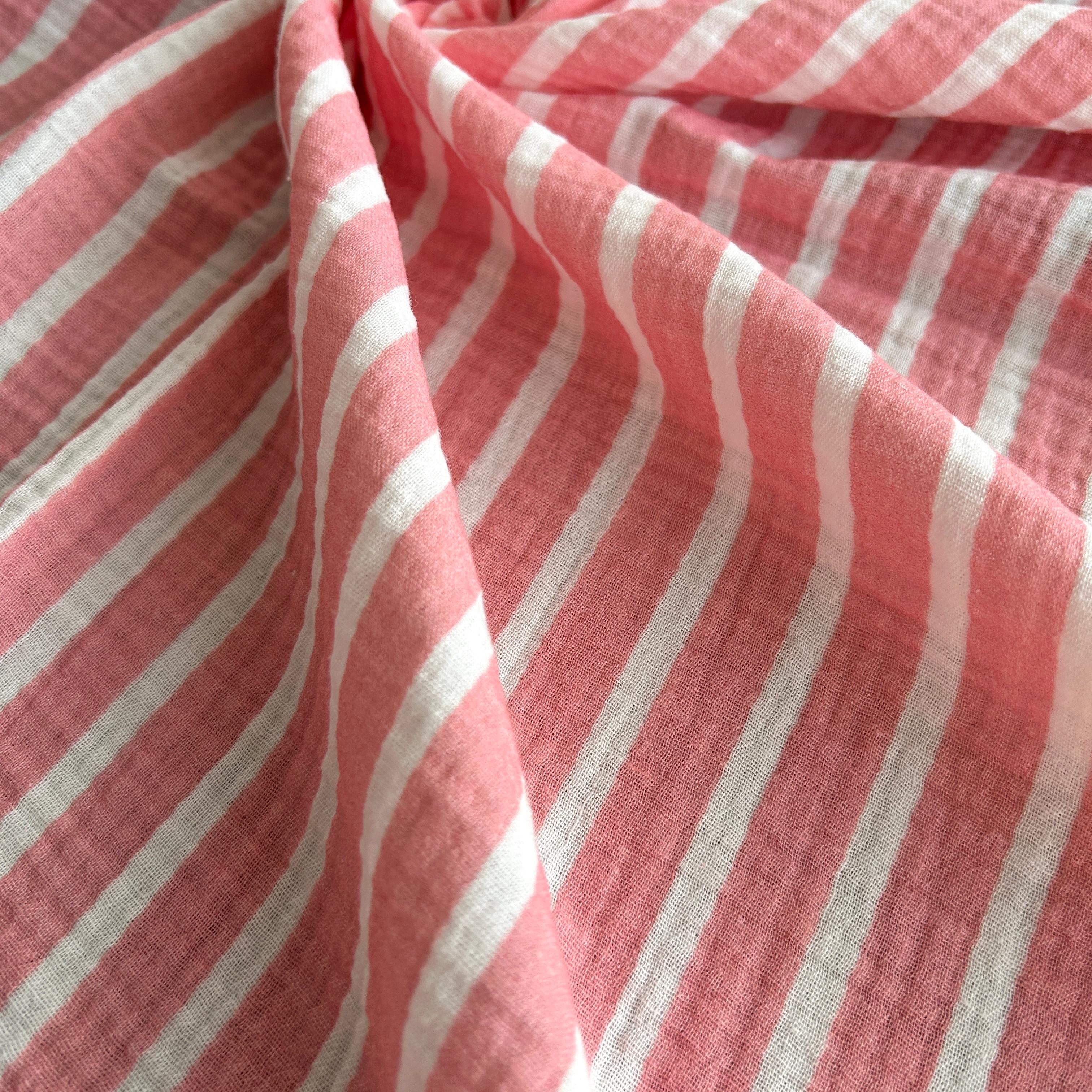 Striped Double Layer Cotton Muslin Fabric / DRY 153 
