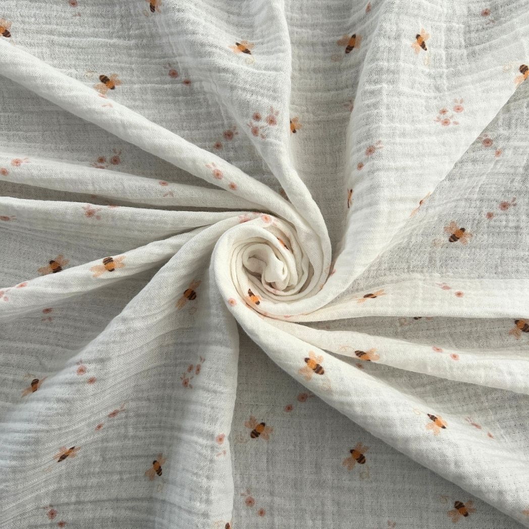 Toptan Müslin Kumaş / Bebek / Arı Desenli / DRY - 220