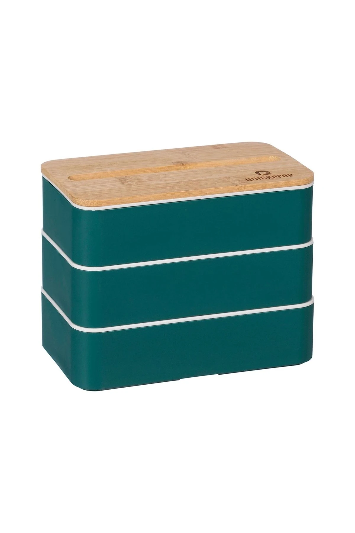 3 Katlı Yemek Saklama Kabı | Bambu Kapak - Çatal Bıçak - Fonksiyonel Kullanım