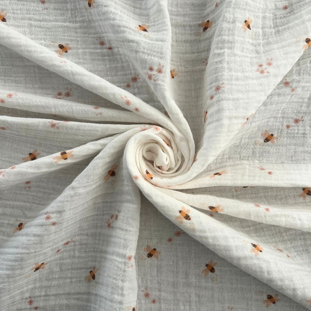 Çift Kat Müslin Kumaş / Arı Desenli / DRY 220