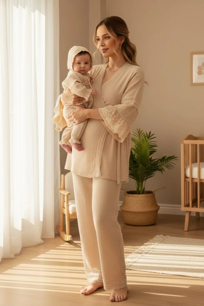 Anne Bebek Takımı | Prenses Serisi | Bej | DLB 1055