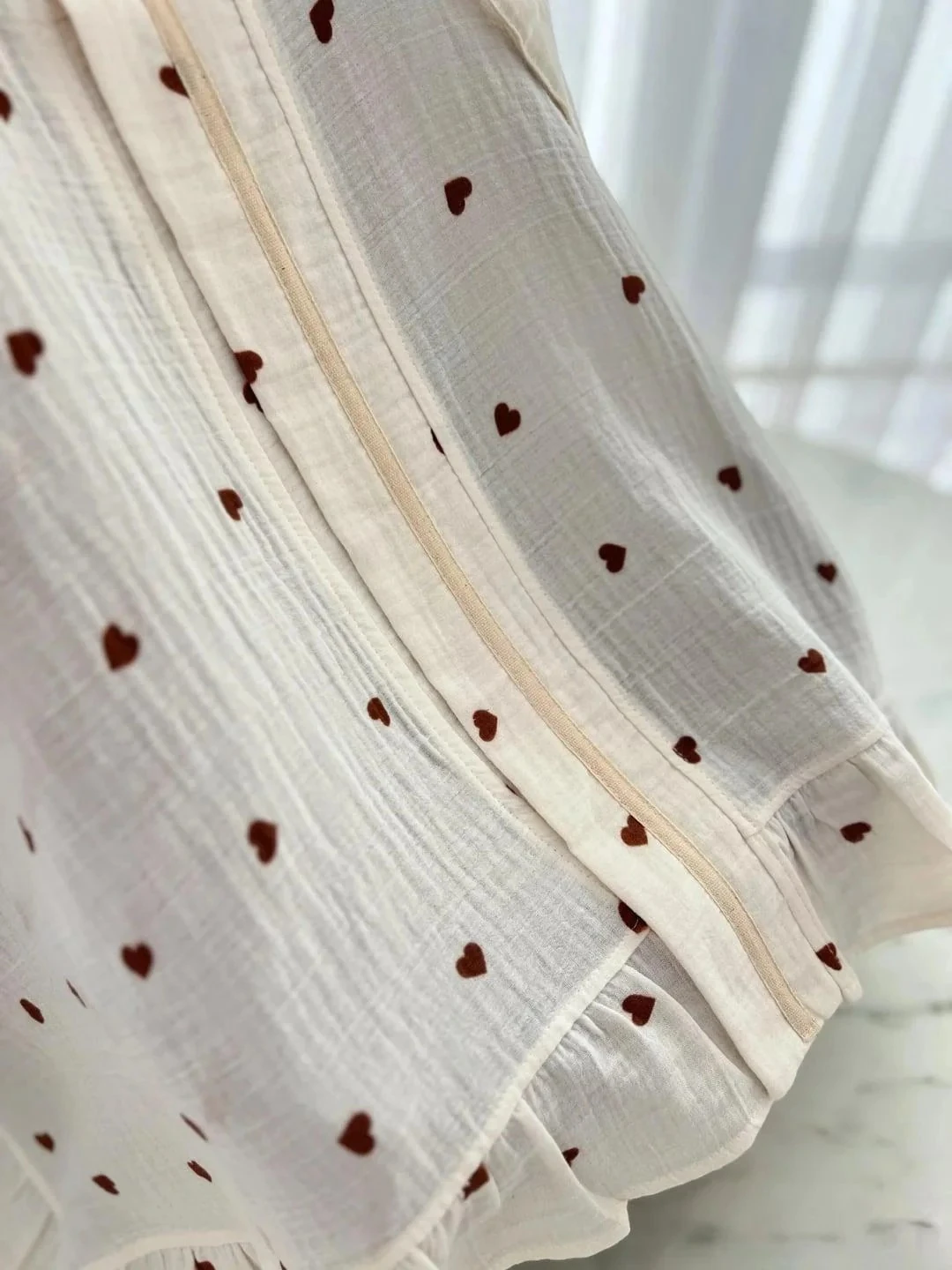 Kalp Desenli Müslin Puset Örtüsü | Bebek Aksesuarları - Kahverengi