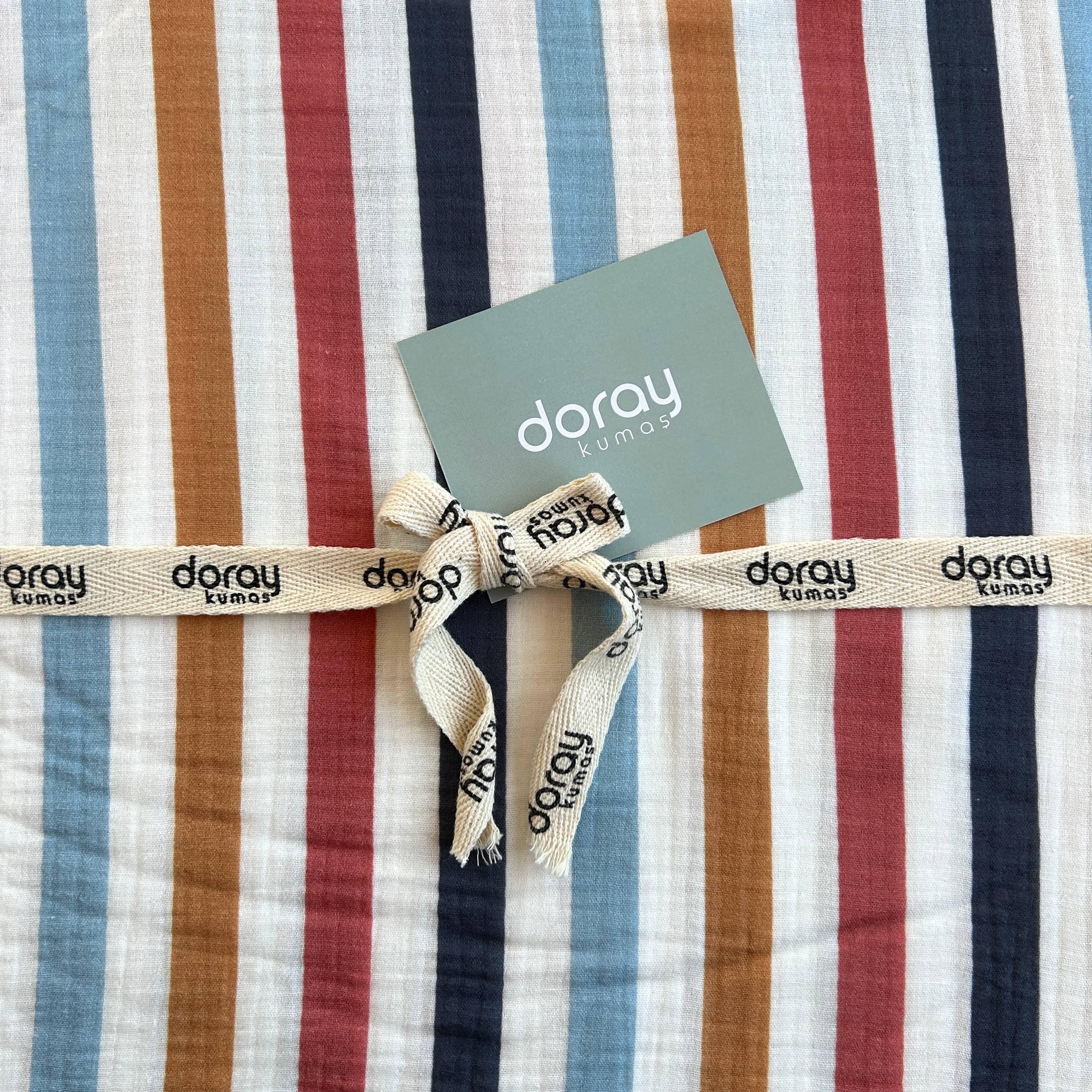 Colored Stripe Pattern Double Layer Cotton Muslin Fabric / DRY 154 

