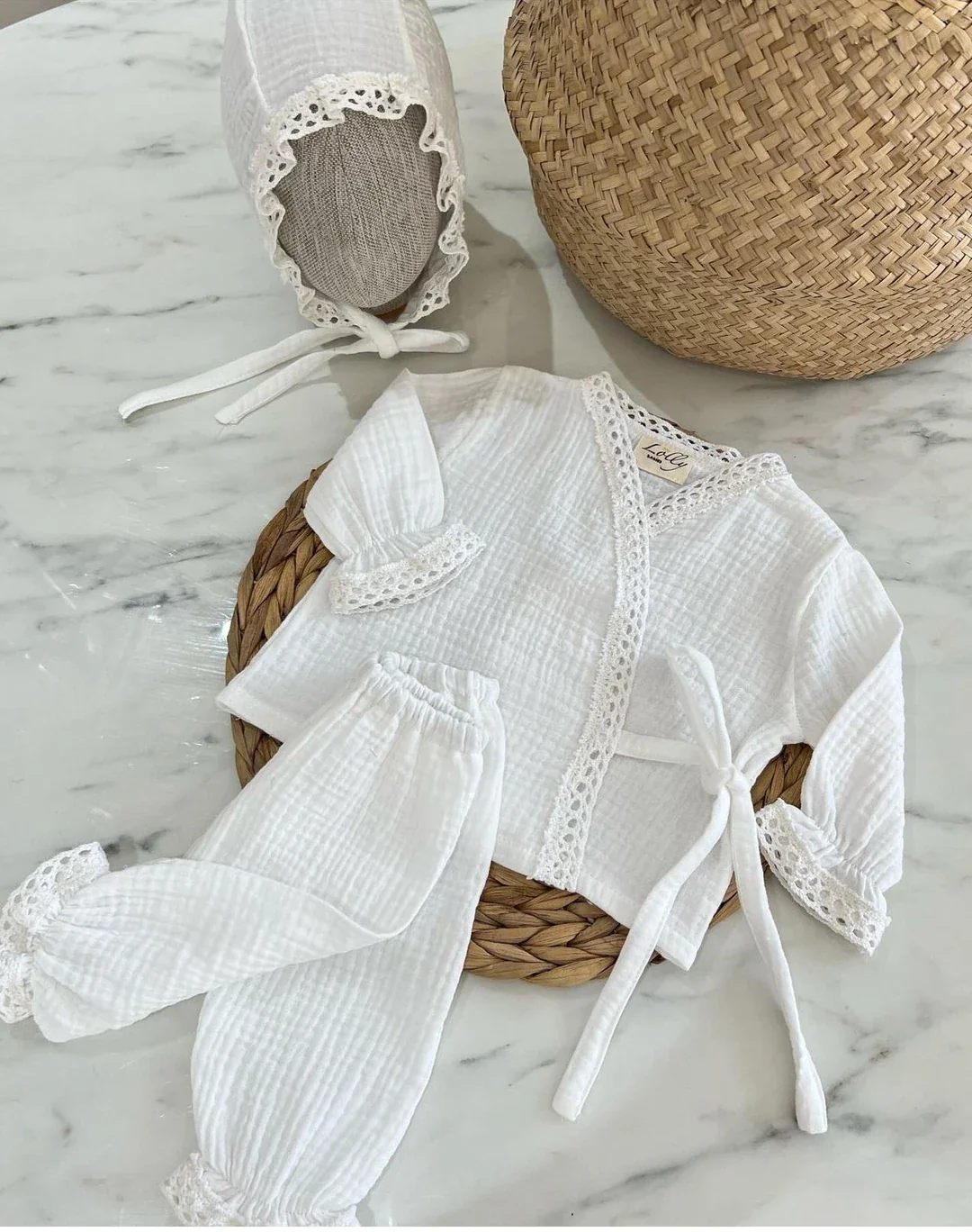 Kız Bebek Müslin Alt Üst Takım 3'lü Set | Yenidoğan & Bebek Giyim
