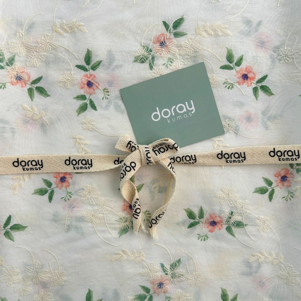 Embroidered Floral Printed Dress Voile Fabric / DRY 3005