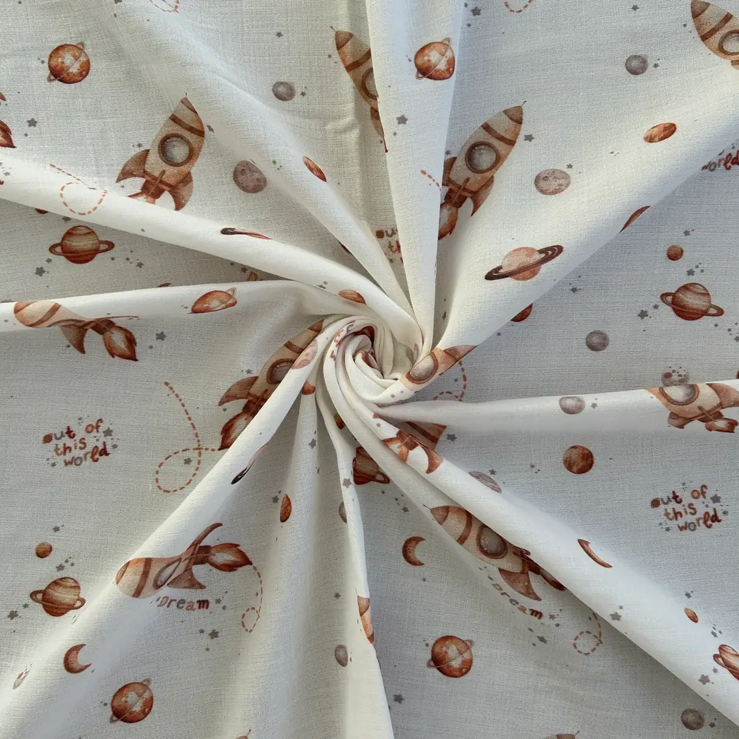 Toptan Müslin Kumaş / Bebek / Uzay Desenli / DRY - 196