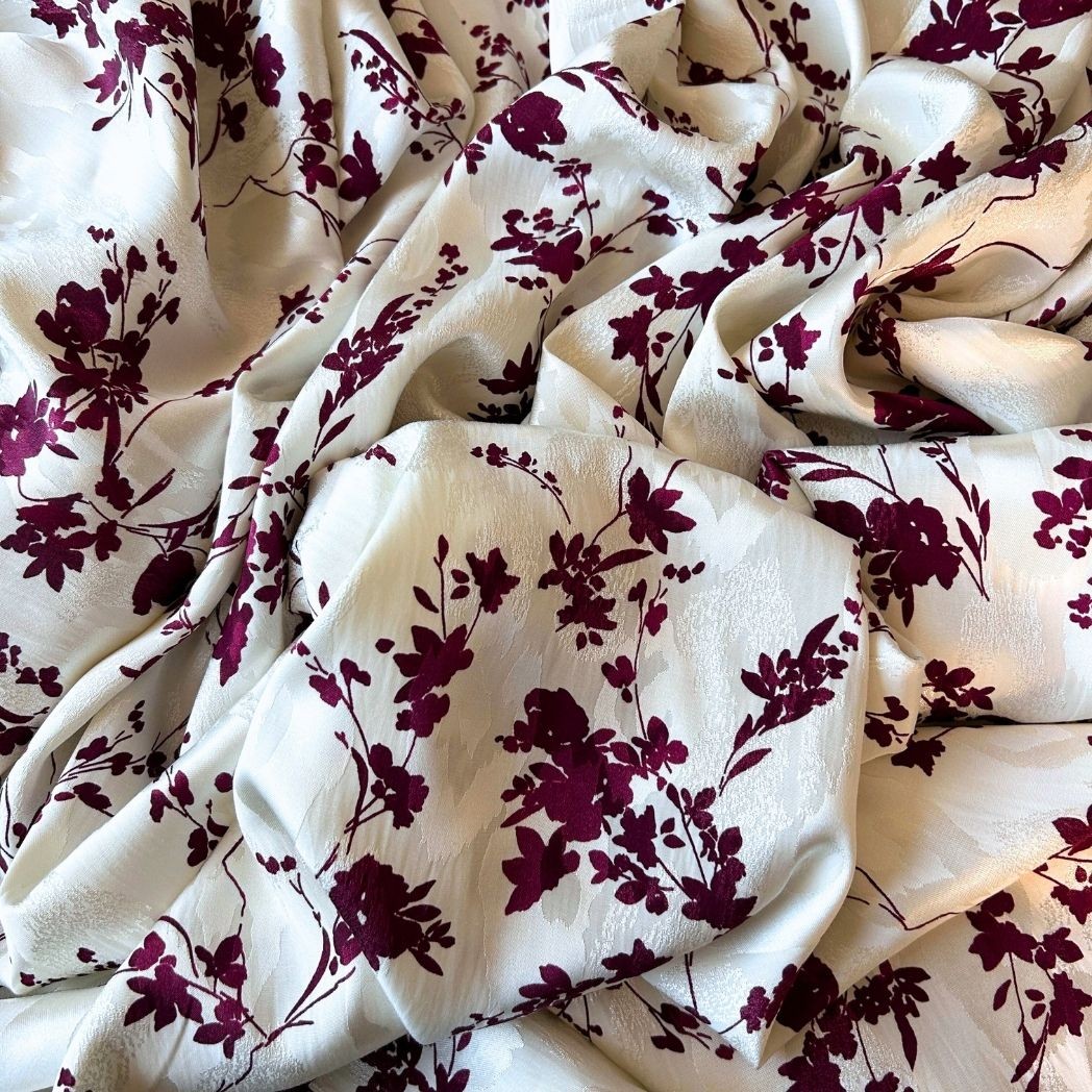 Elbiselik Kumaş / Jakarlı Floş Viskon Saten / DRY 5004 - burgundy