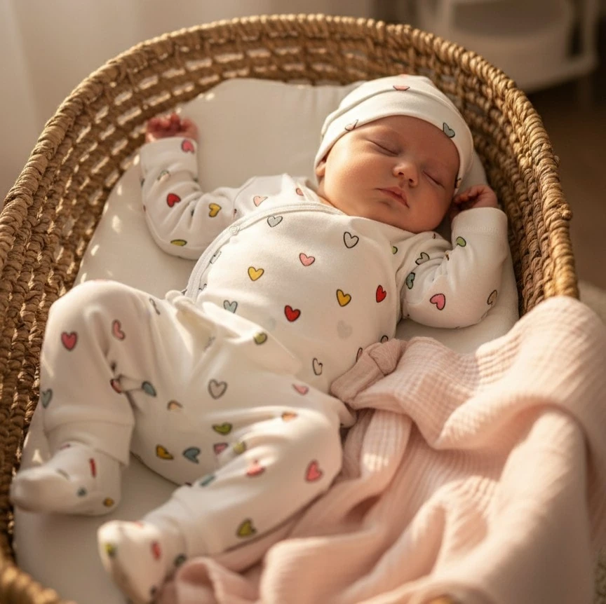 Kız Bebek Alt Üst Takım 4'lü Set | Kalp Desenli | Yenidoğan & Bebek Giyim