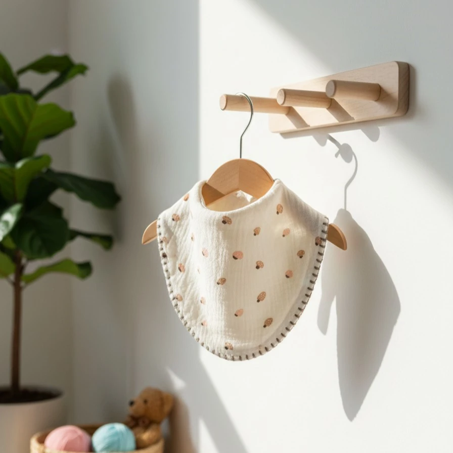 Çok Amaçlı Desenli 4N1 Müslin Önlük / Omuz Bezi - Krem Mantar