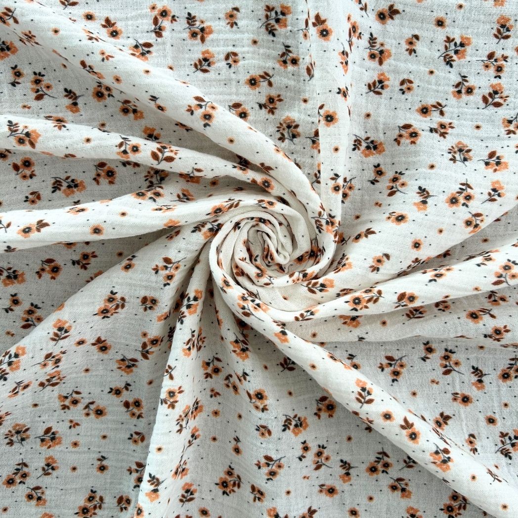 Çift Kat Müslin Kumaş / Çıtır Çiçek Desenli / DRY 225