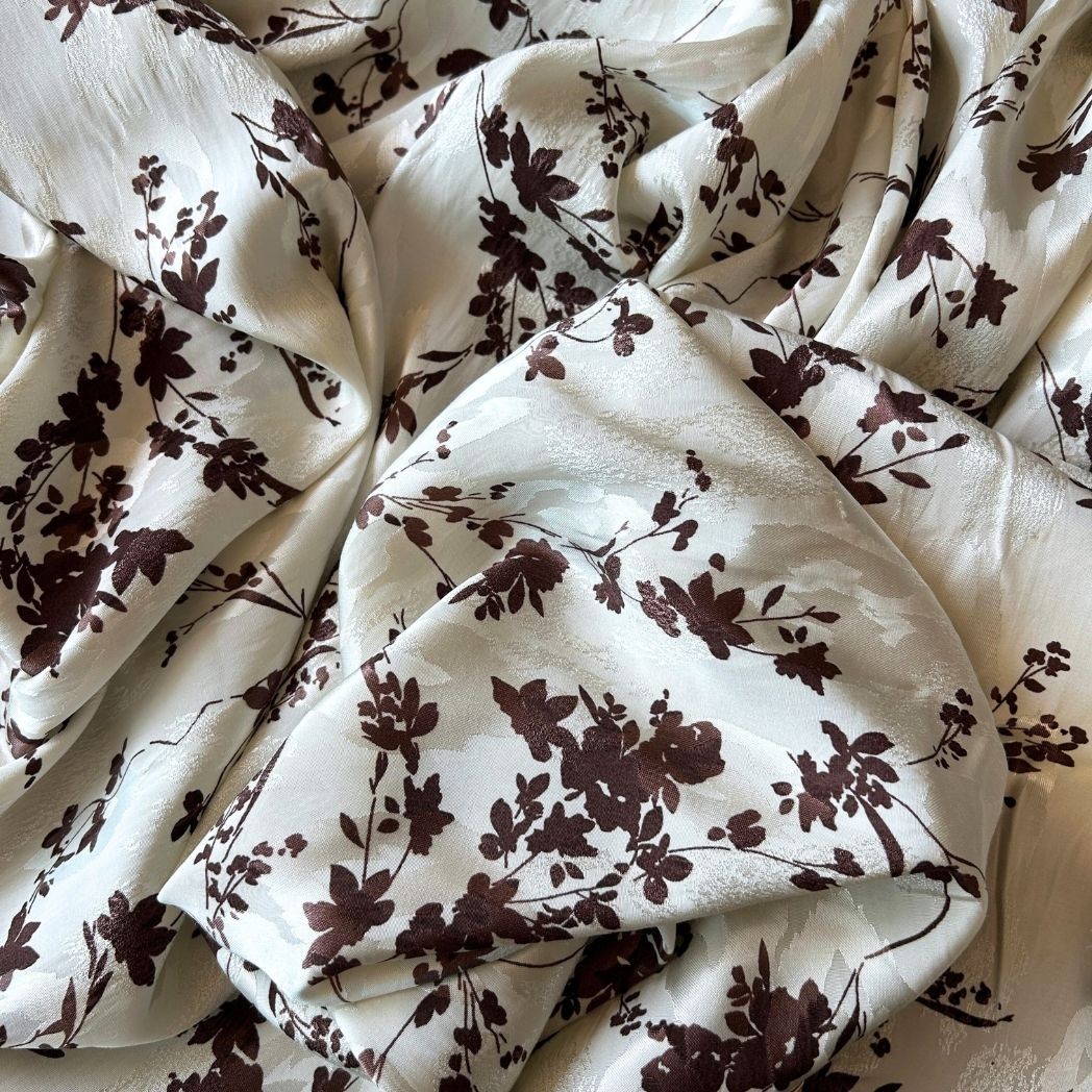 Elbiselik Kumaş / Jakarlı Floş Viskon Saten / DRY 5004 - brown