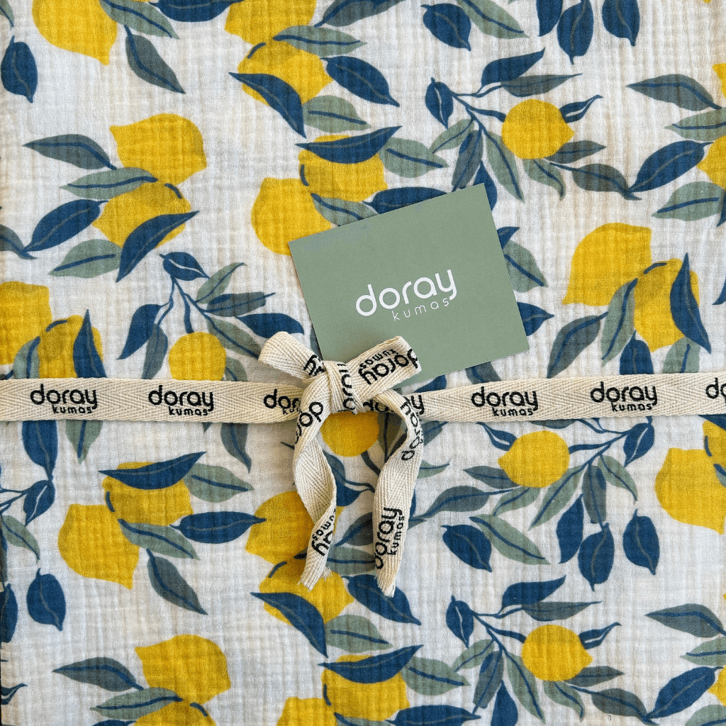 Lemon Pattern Double Layer Cotton Muslin Fabric / DRY 139 
