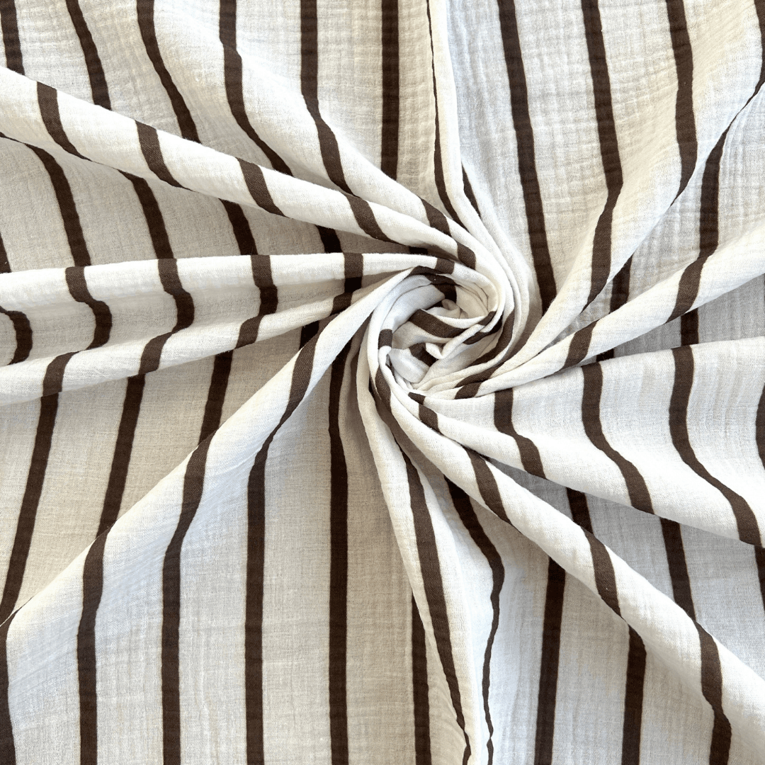 Fine Stripe Pattern Double Layer Cotton Muslin Fabric / DRY 147 
