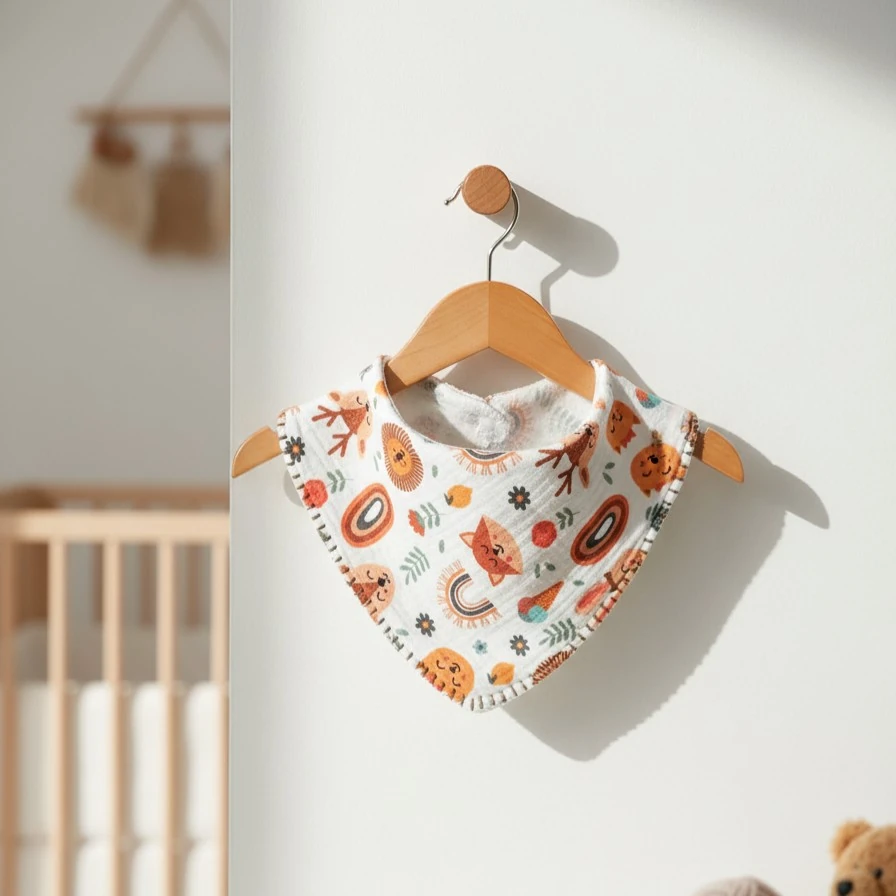 Çok Amaçlı Desenli 4N1 Müslin Önlük / Omuz Bezi - Çocuk Figürlü