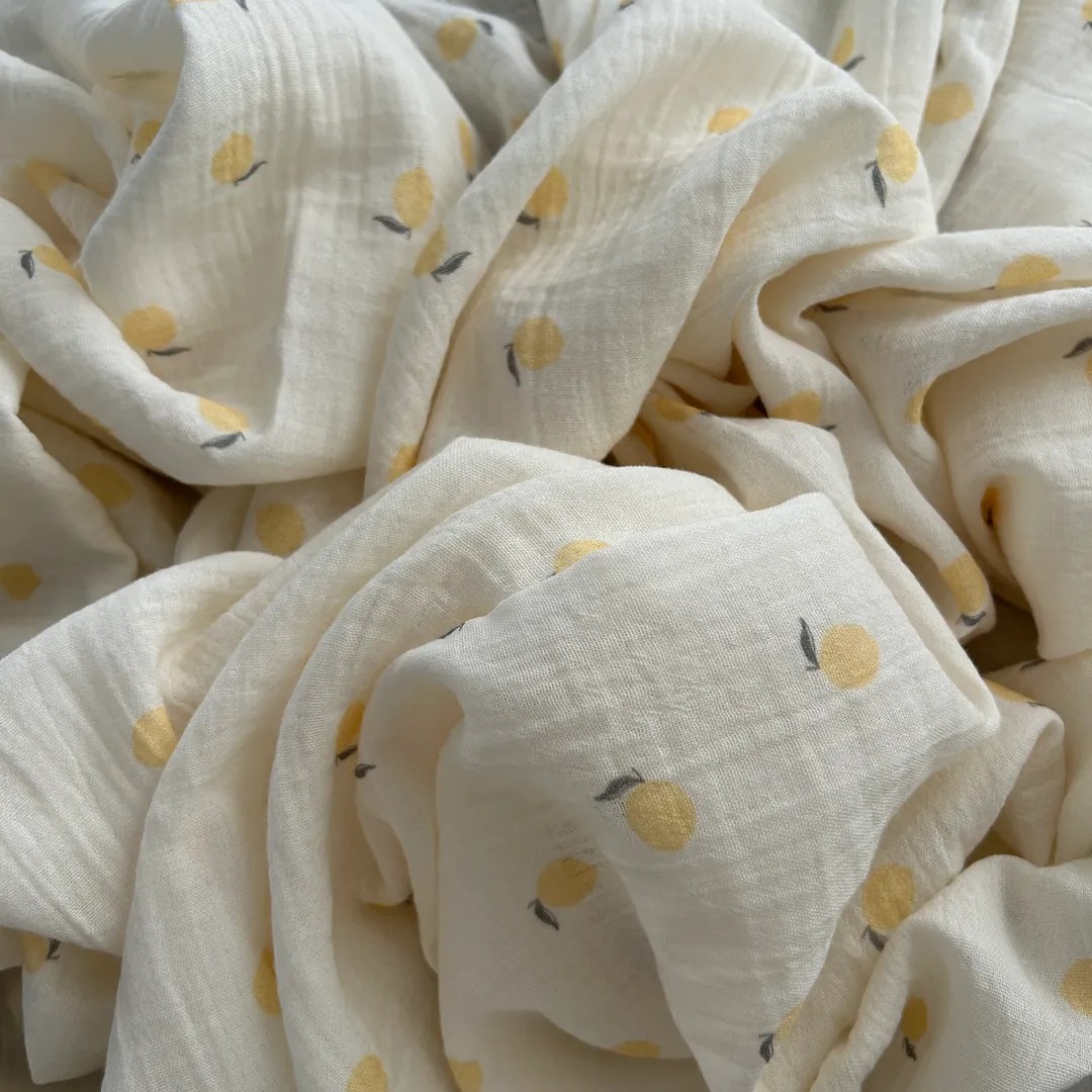 Toptan Müslin Kumaş / Meyve Limon Desenli / DRY - 185