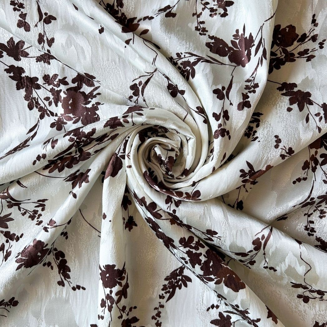 Elbiselik Kumaş / Jakarlı Floş Viskon Saten / DRY 5004 - brown