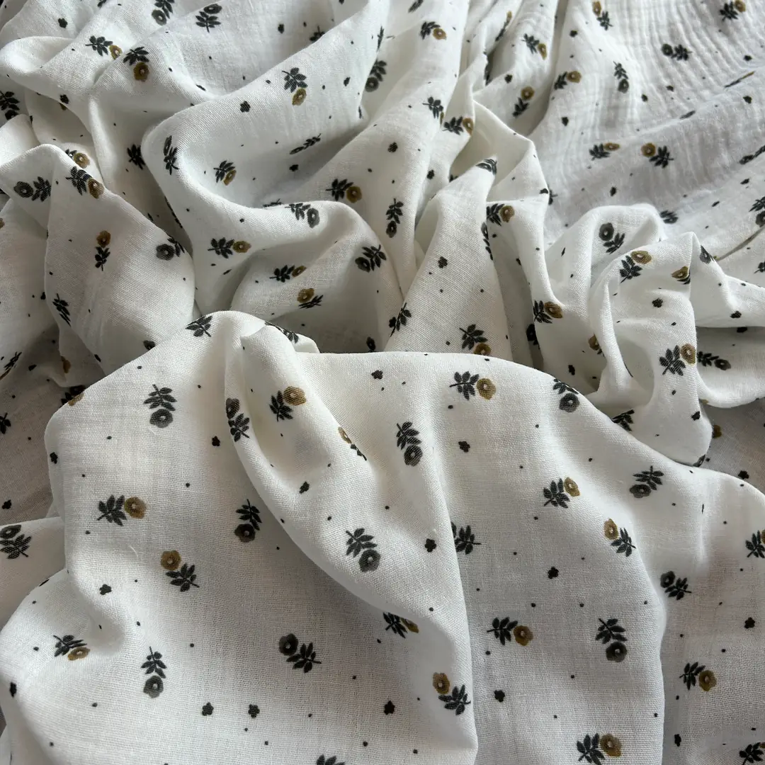 Toptan Müslin Kumaş / Çıtır Çiçek Desenli / DRY - 176 - Sarı