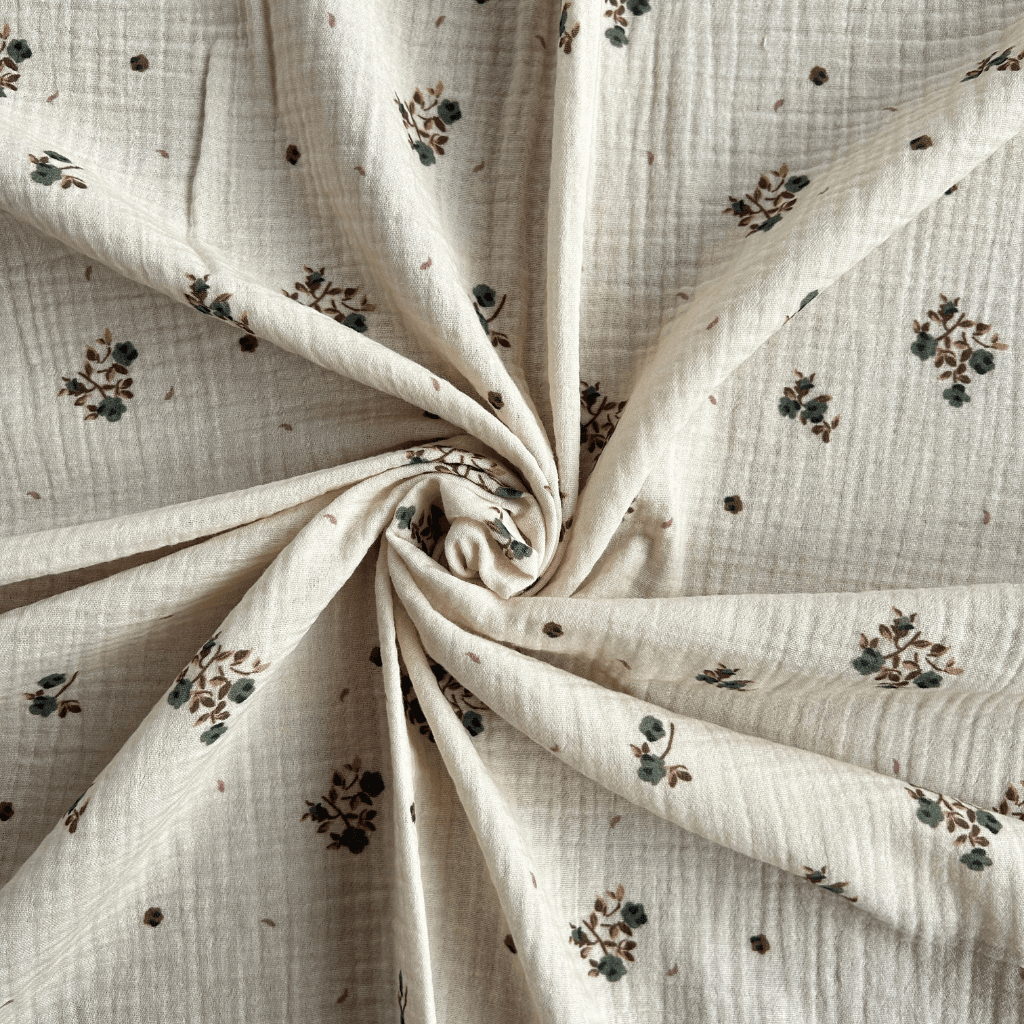 Crispy Flower Pattern Double Layer Cotton Muslin Fabric / DRY 142 
