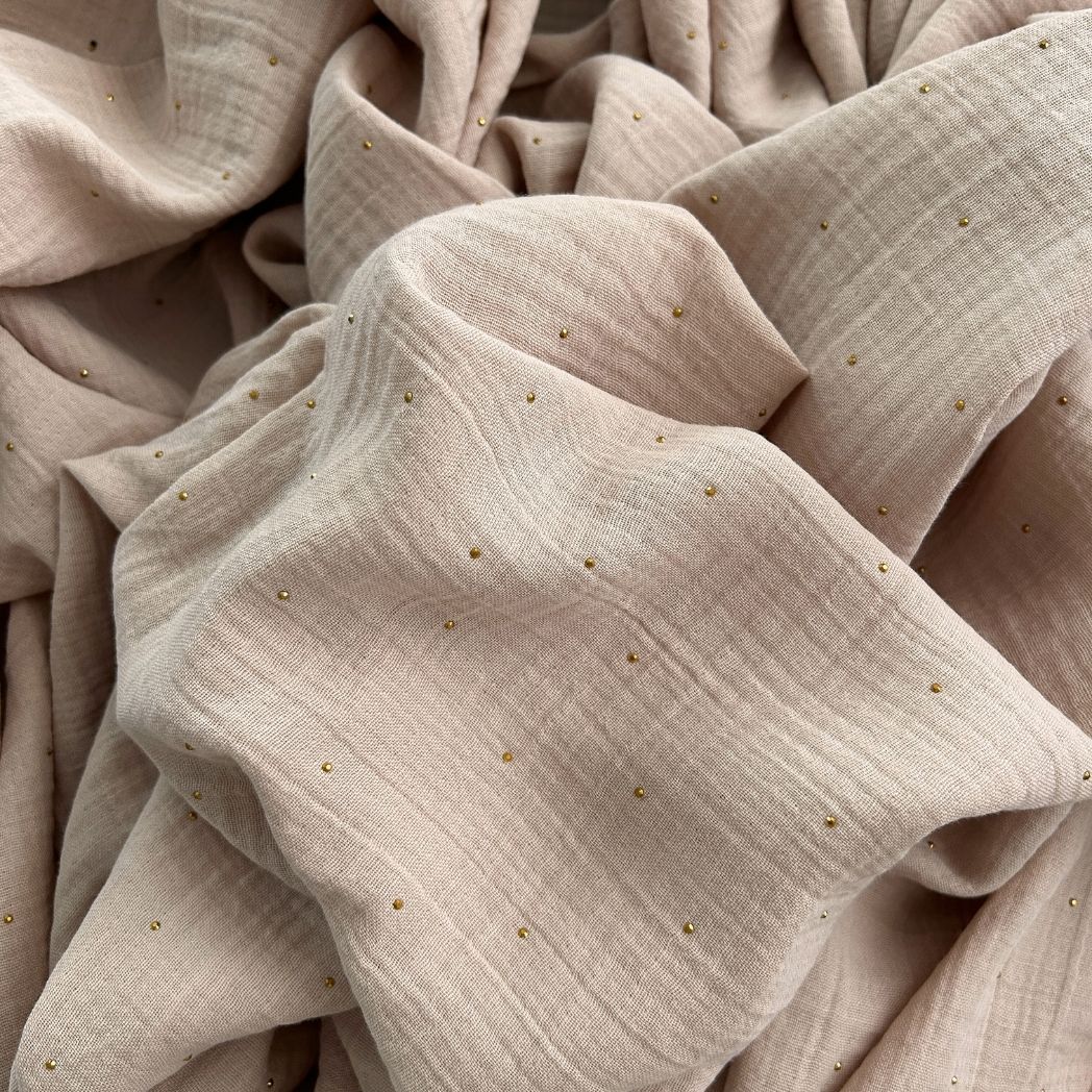 Toptan Müslin Kumaş | Taş Baskılı Müslin Kumaş / DRY 4001 - Gold