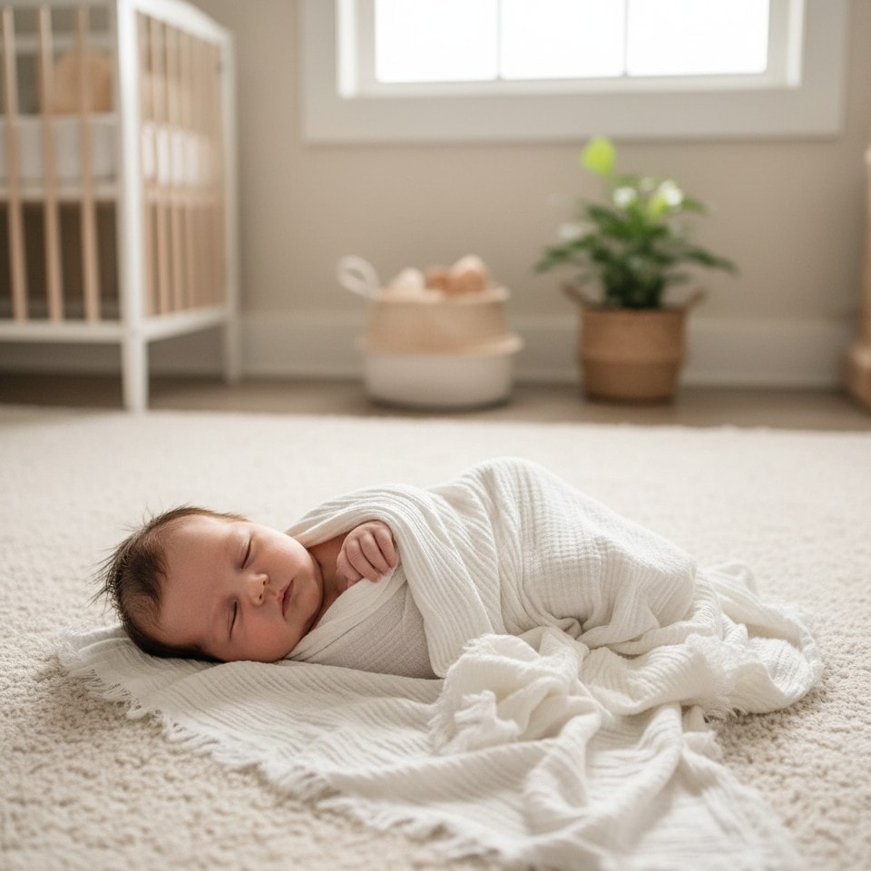 White Organic Four-Layer Cotton Muslin Baby Blanket
