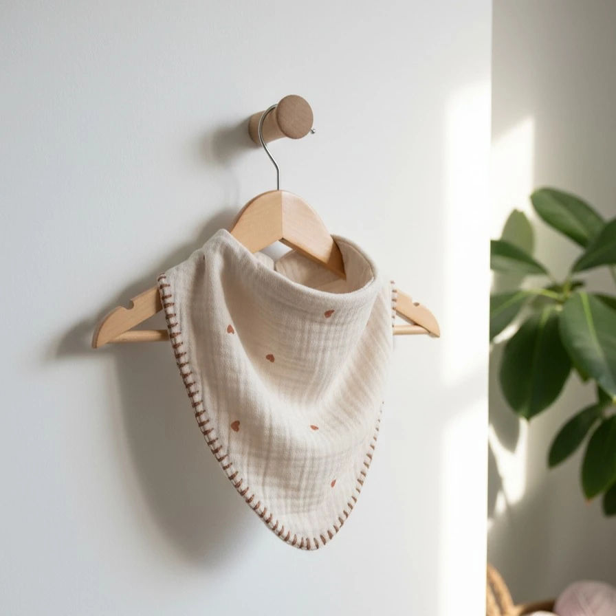 Çok Amaçlı Desenli 4N1 Müslin Önlük / Omuz Bezi - Kahverengi Kalp