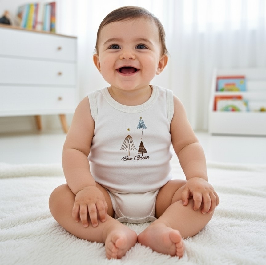 Çam Ağacı Desenli Atlet Body | Bebek Giyim