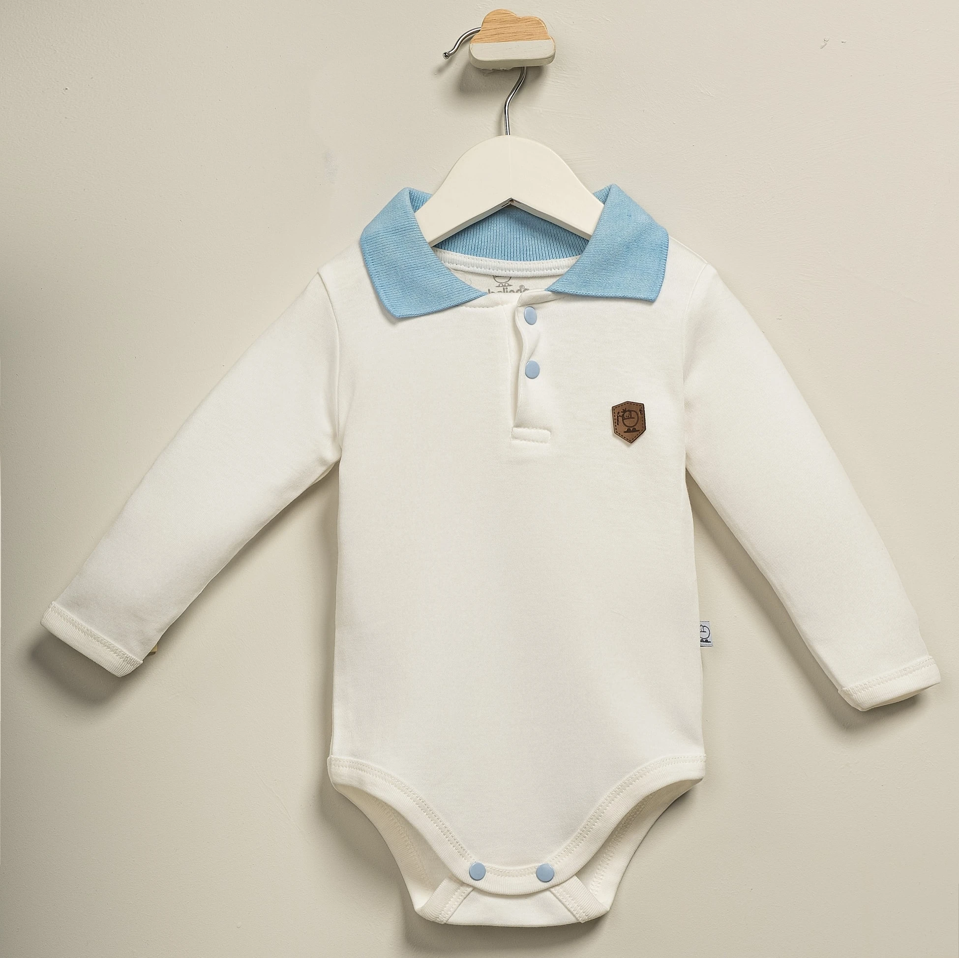 Polo Yaka Uzun Kollu Erkek Bebek Body | Bebek Giyim - Mavi