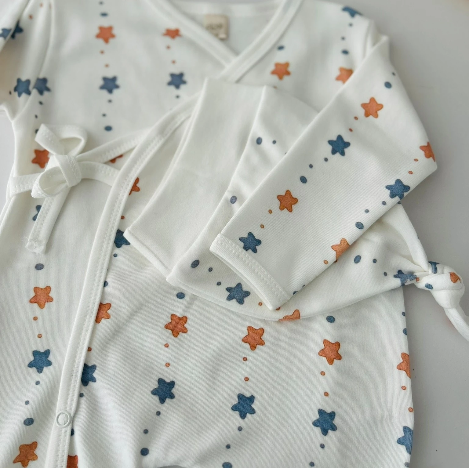 Bebek 2'li Tulum Set | Yıldız Desenli | Yenidoğan & Bebek Giyim