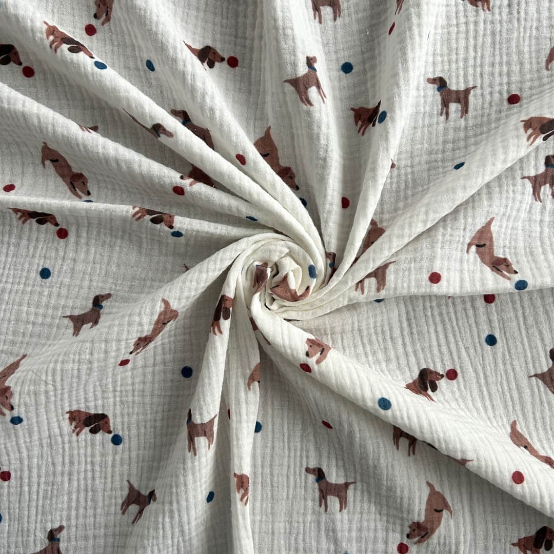 Toptan Müslin Kumaş / Köpek Desenli / DRY - 218