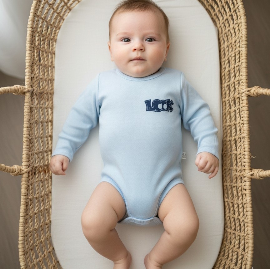Uzun Kollu Erkek Bebek Body | Bebek Giyim - Mavi