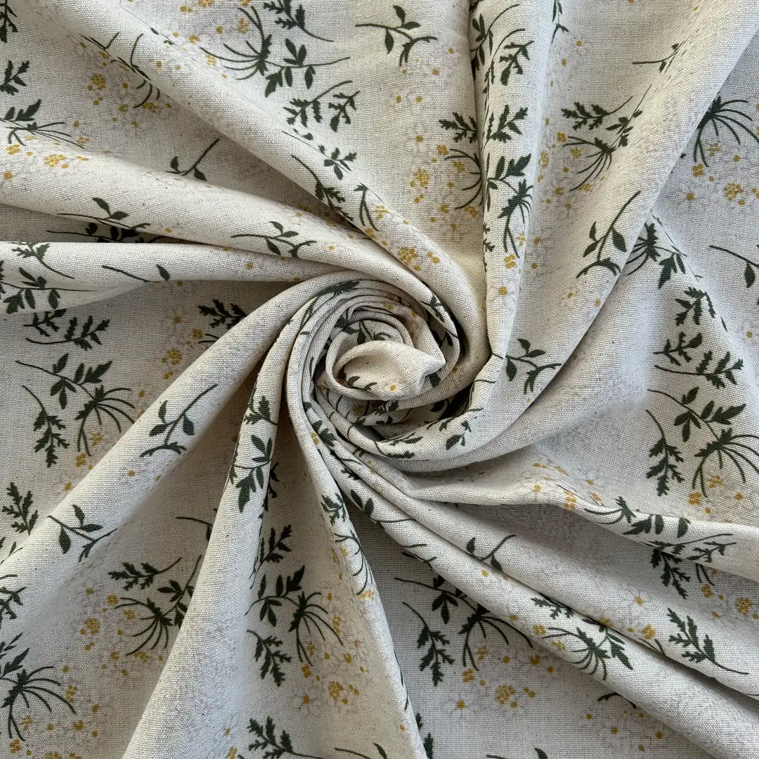 Toptan Viskon Keten Kumaş / Çiçek Desenli / DRY - 183