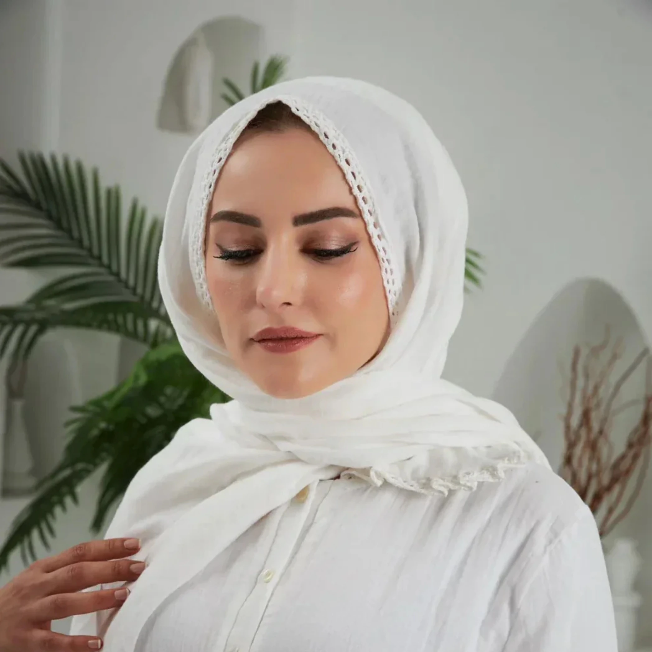 Pamuk Müslin Şal | Hafif ve Nefes Alan Kumaş | DLB 1022 - Ekru