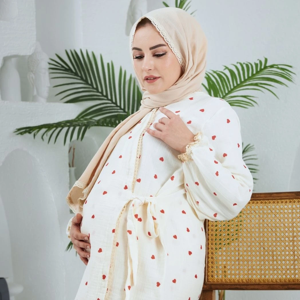 Anne Bebek Takımı | Kırmızı Kalp Desenli | DLB 1023