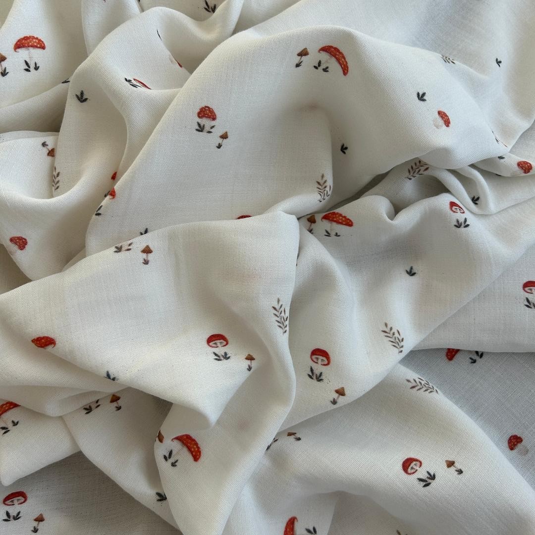 Toptan Müslin Kumaş / Bebek / Mantar Desenli / DRY - 204