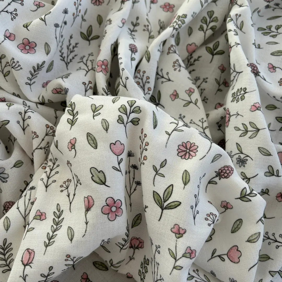 Toptan Müslin Kumaş / Çıtır Çiçek Desenli / DRY - 187