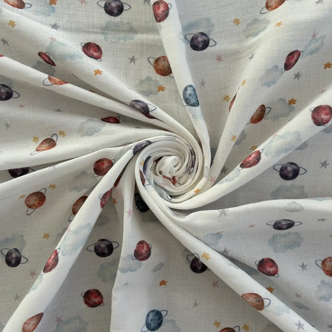 Toptan Müslin Kumaş / Bebek / Uzay Desenli / DRY - 182
