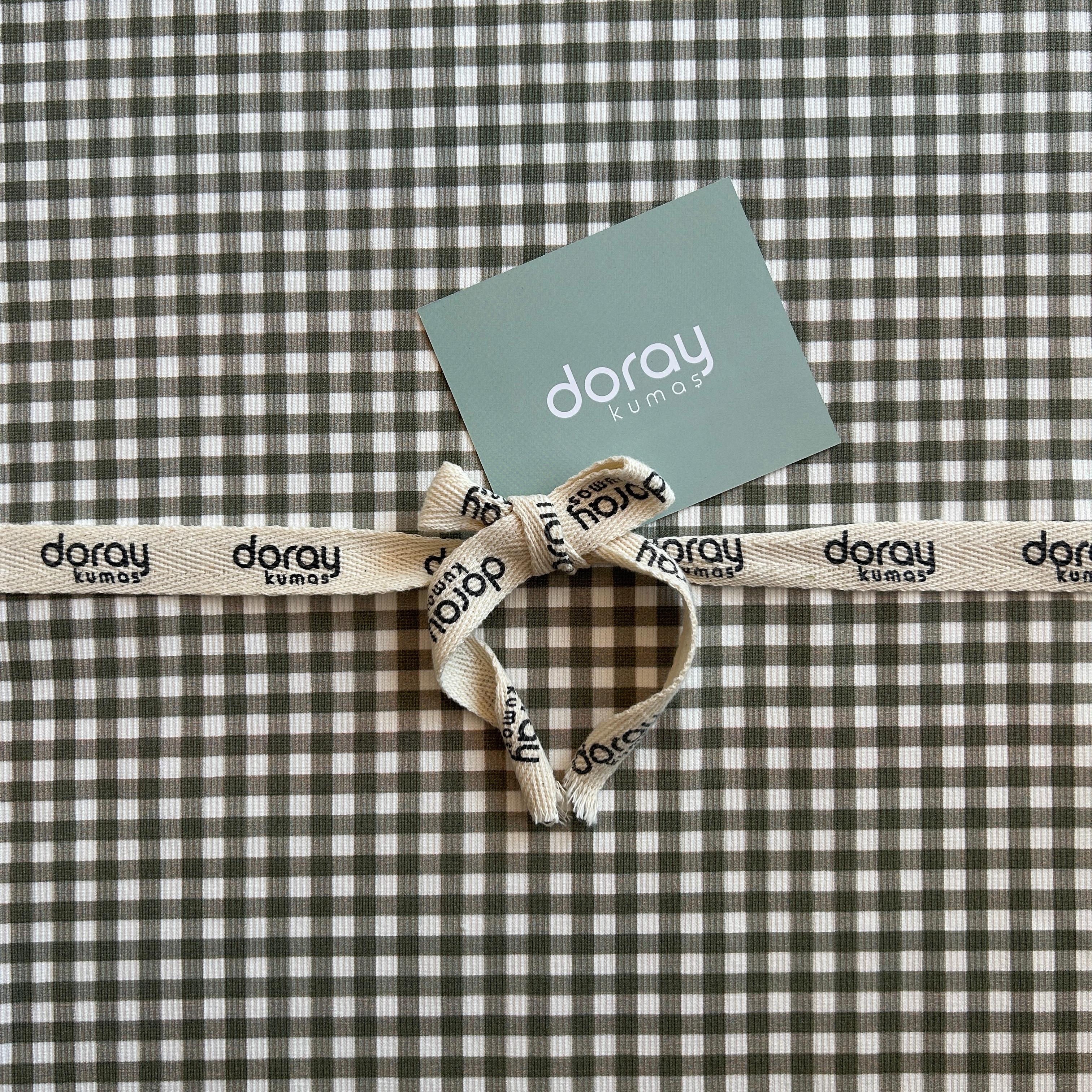 Cotton Rib Knit Fabric / Gingham Patterned Rib Knit Fabric - DRY - 161v6