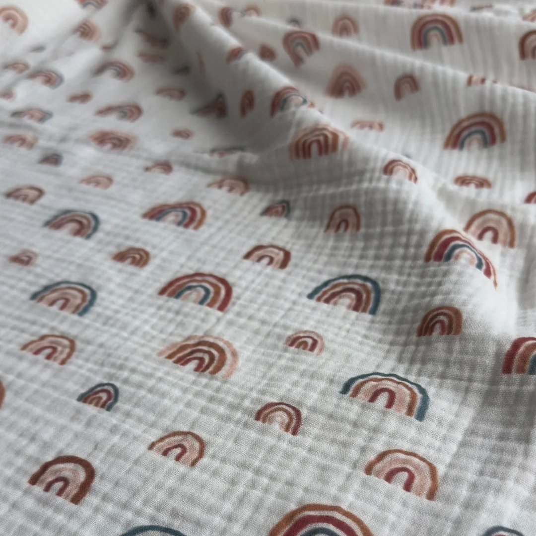 Toptan Müslin Kumaş / Gökkuşağı Desenli / DRY - 99