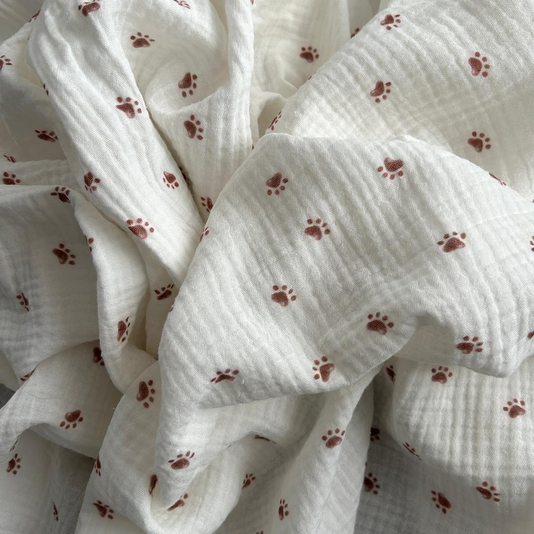Toptan Müslin Kumaş / Bebek / Çocuk Pati Desenli / DRY - 208