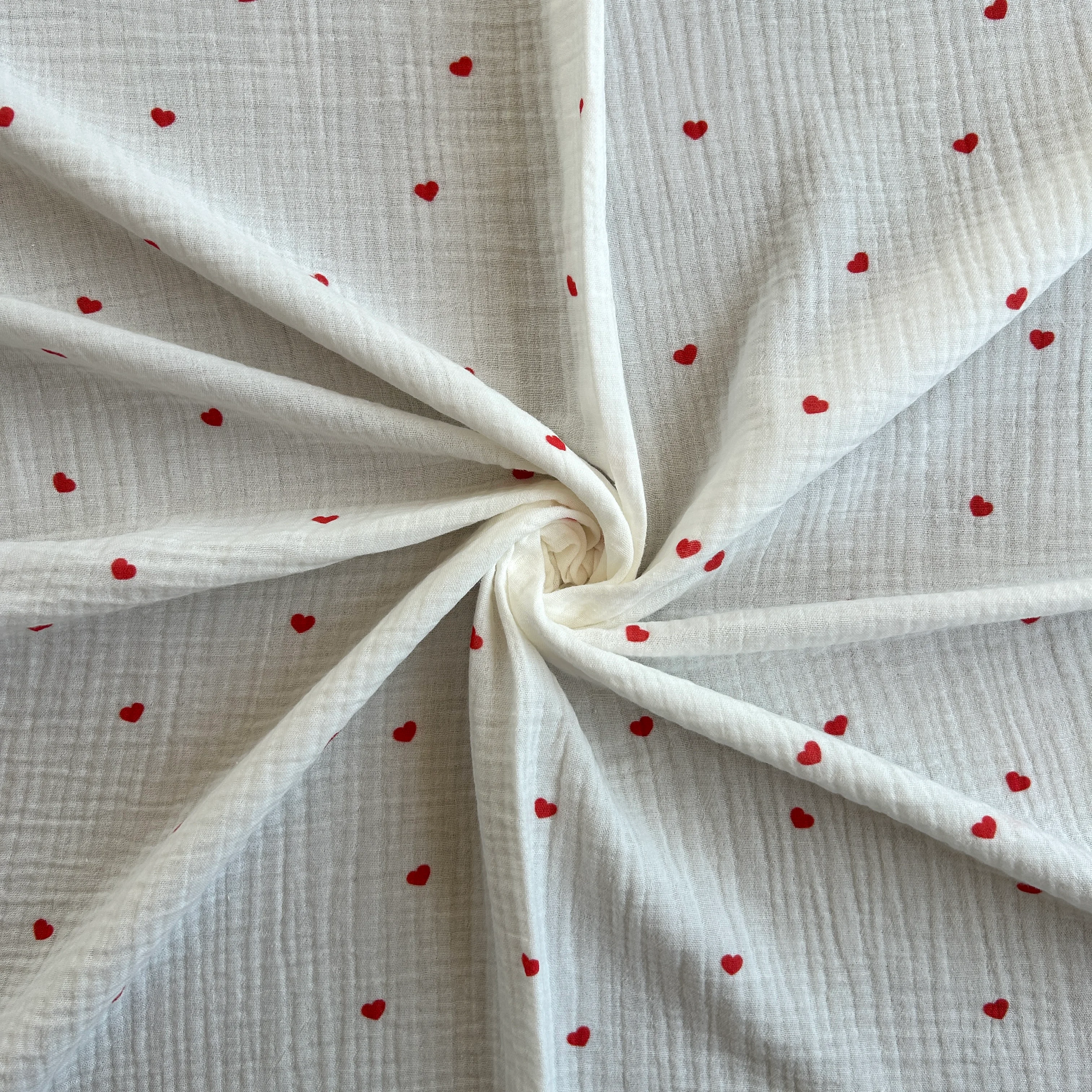 Tiny Heart Pattern Double Layer Cotton Muslin Fabric / DRY 148 
