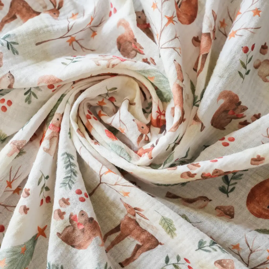 Toptan Müslin Kumaş / Çocuk / Geyik Desenli / DRY - 03