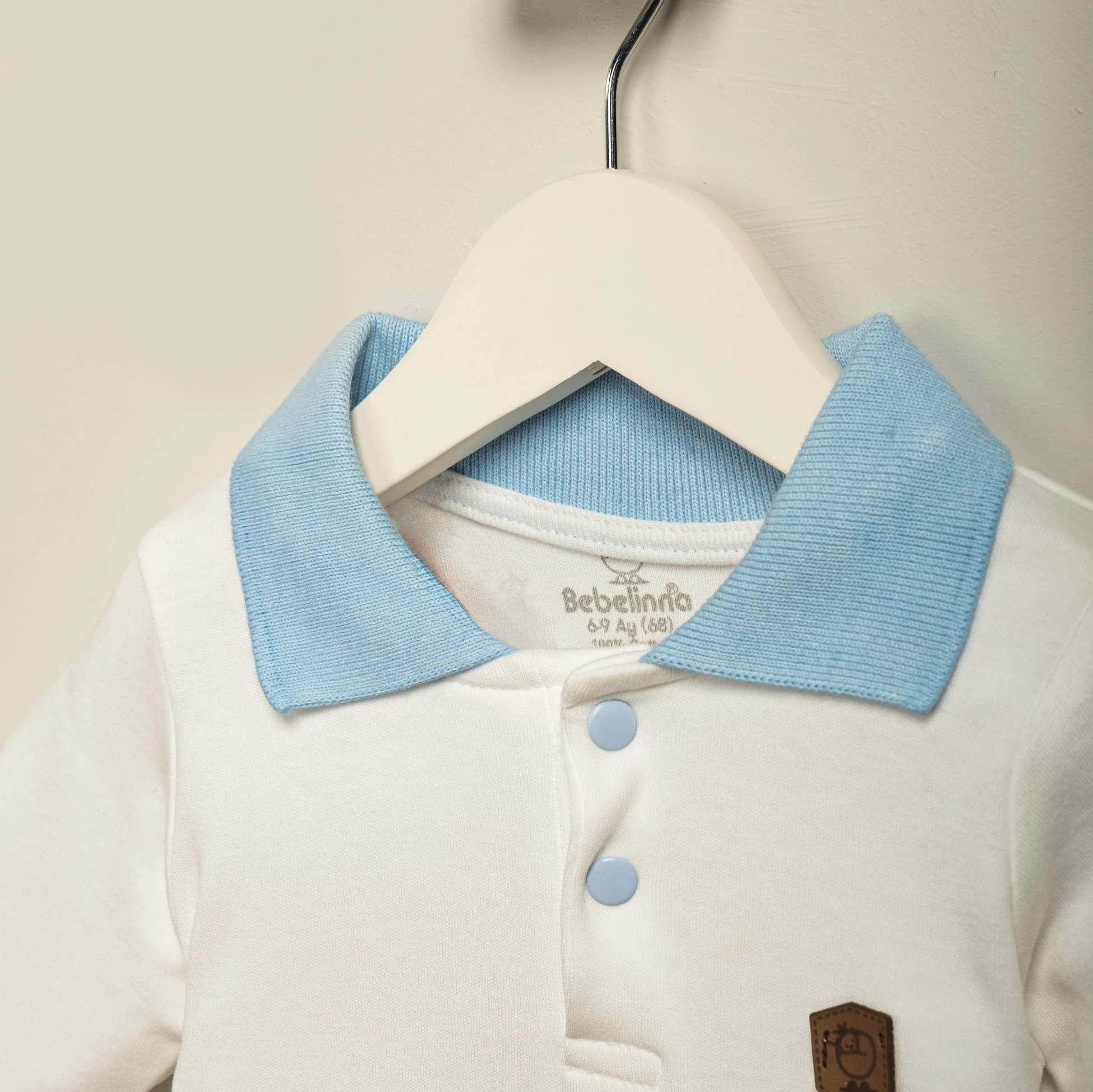 Polo Yaka Uzun Kollu Erkek Bebek Body | Bebek Giyim - Mavi