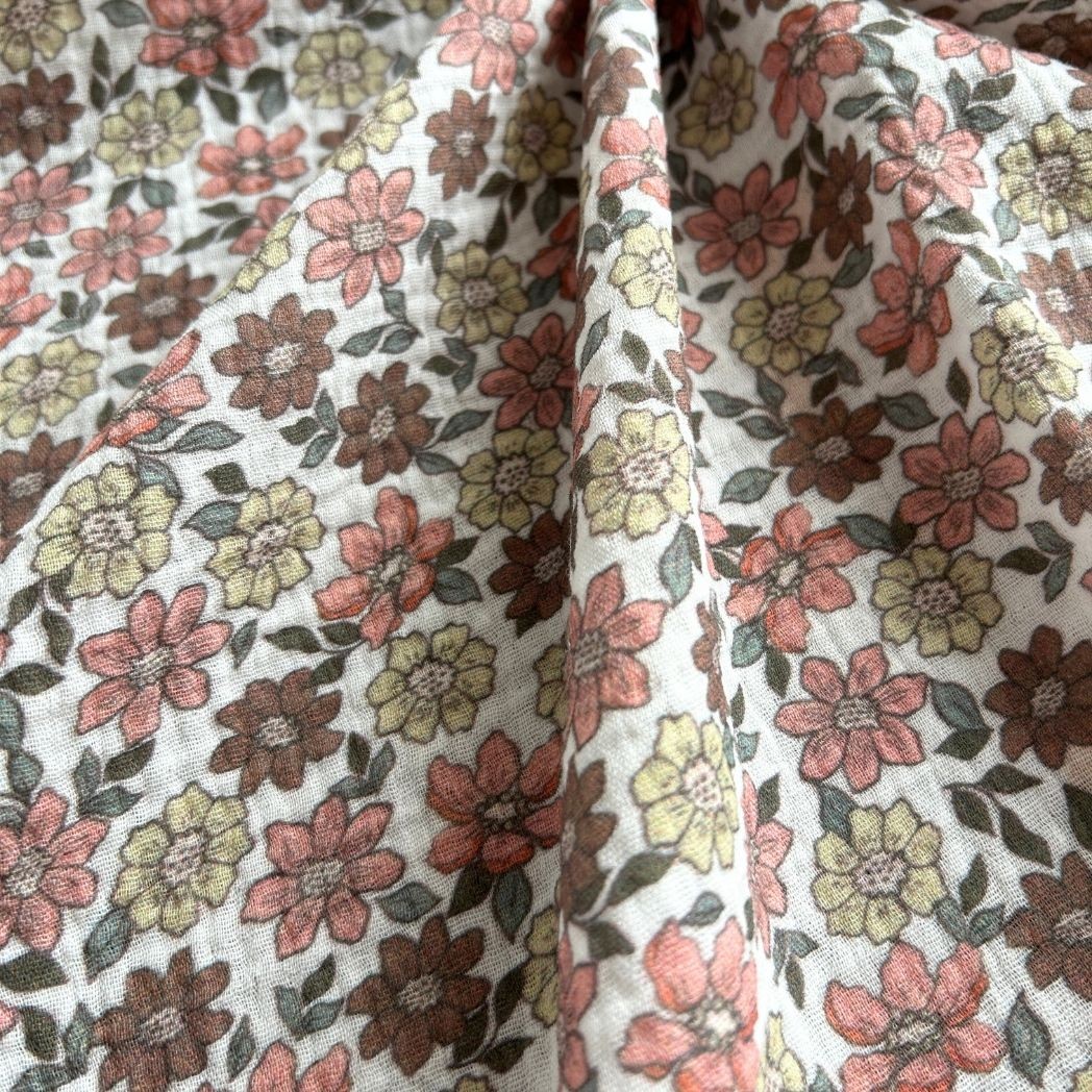 Double Layer Muslin Fabric / Floral Pattern / DRY 227