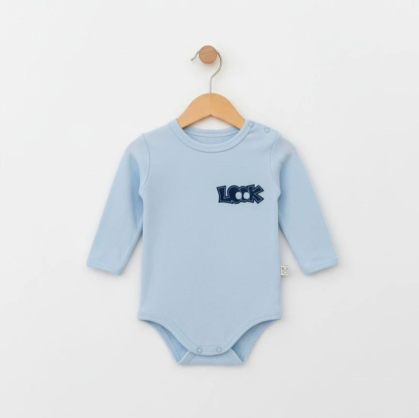 Uzun Kollu Erkek Bebek Body | Bebek Giyim - Mavi