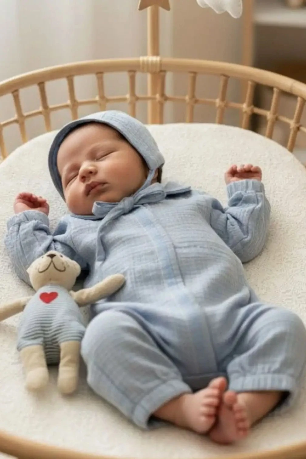 Anne Bebek Takımı | Mavi Kalp Desenli | DLB 1053