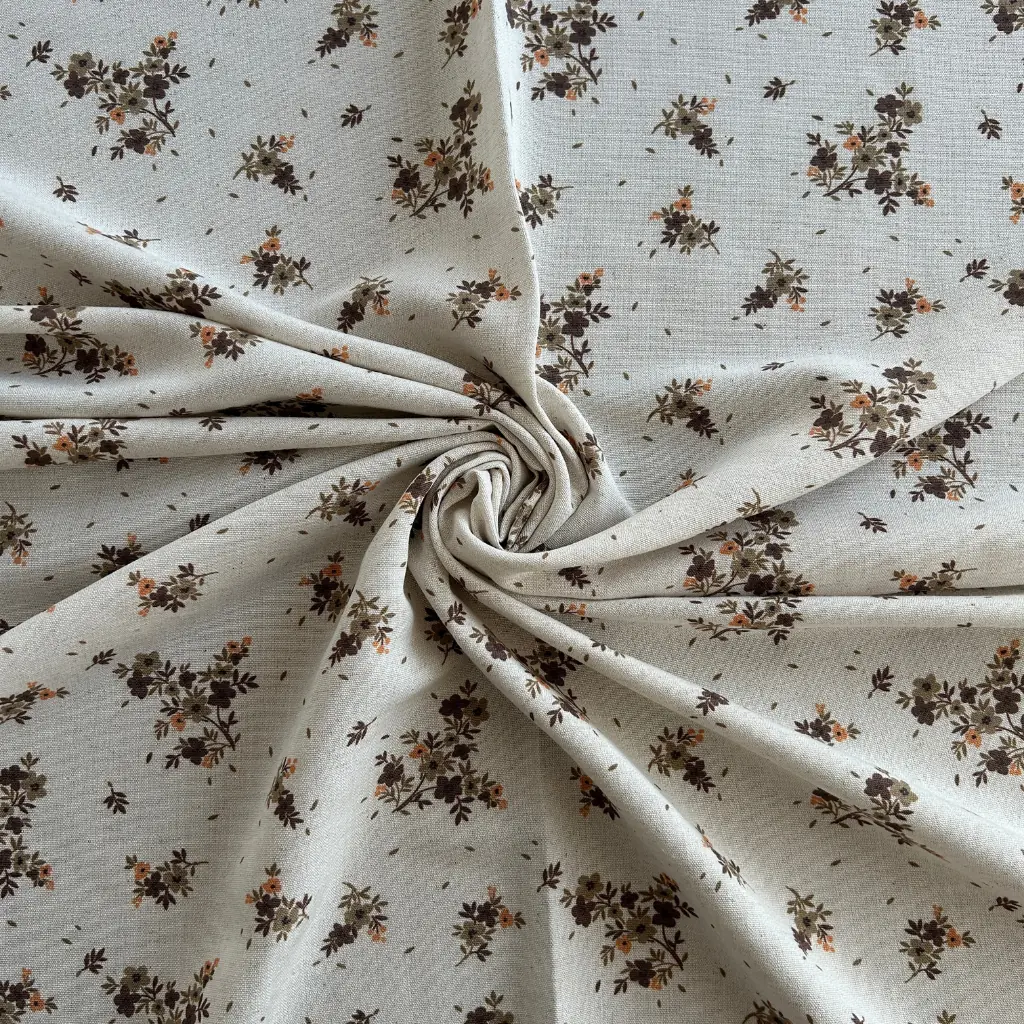 Toptan Viskon Keten Kumaş / Çıtır Çiçek Desenli  / DRY - 134