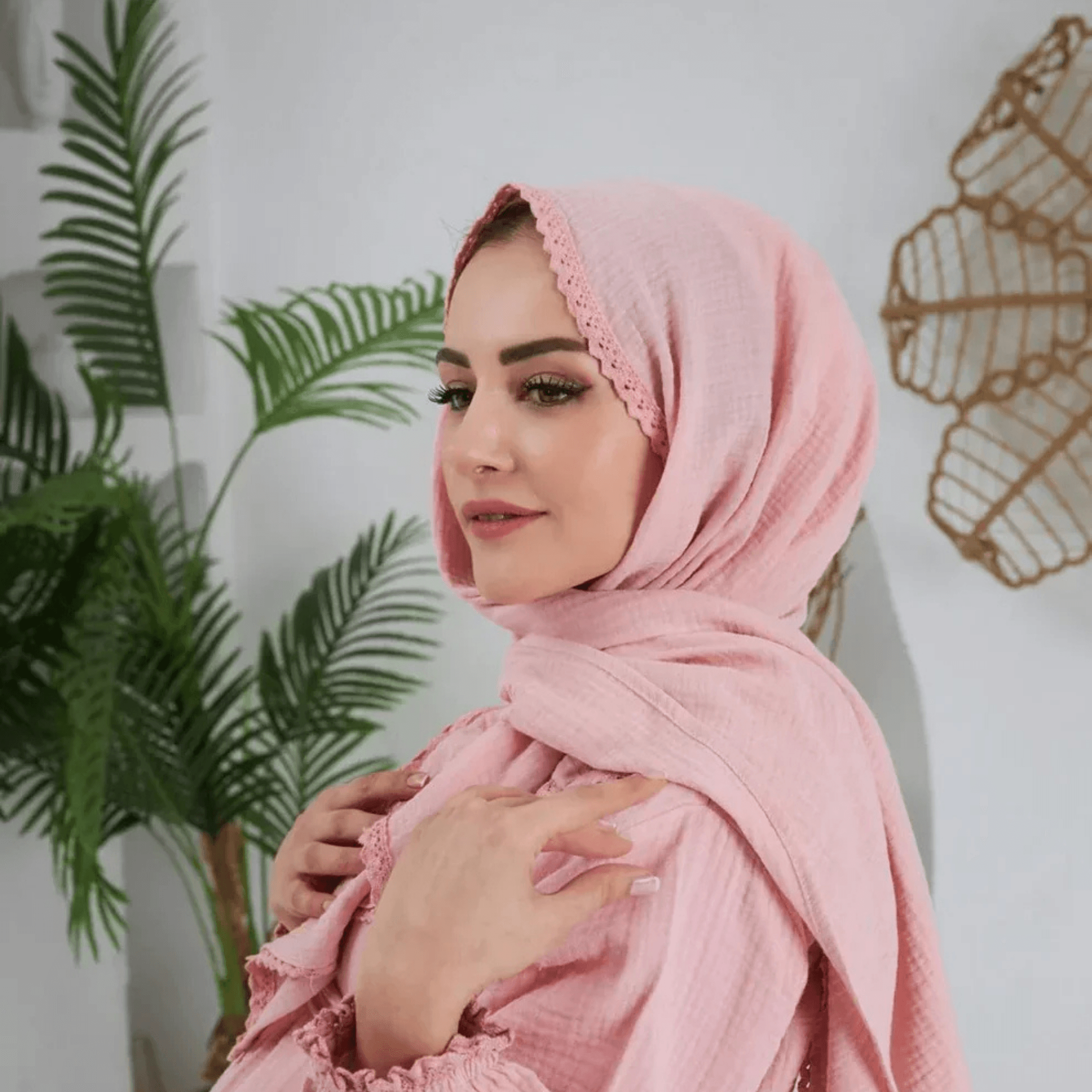 Pamuk Müslin Şal | Hafif ve Nefes Alan Kumaş | DLB 1022 - Pembe